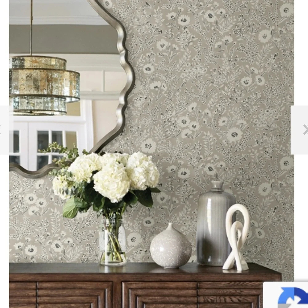 Chesapeake Delphine Agathon Taupe Floral Wallpaper
